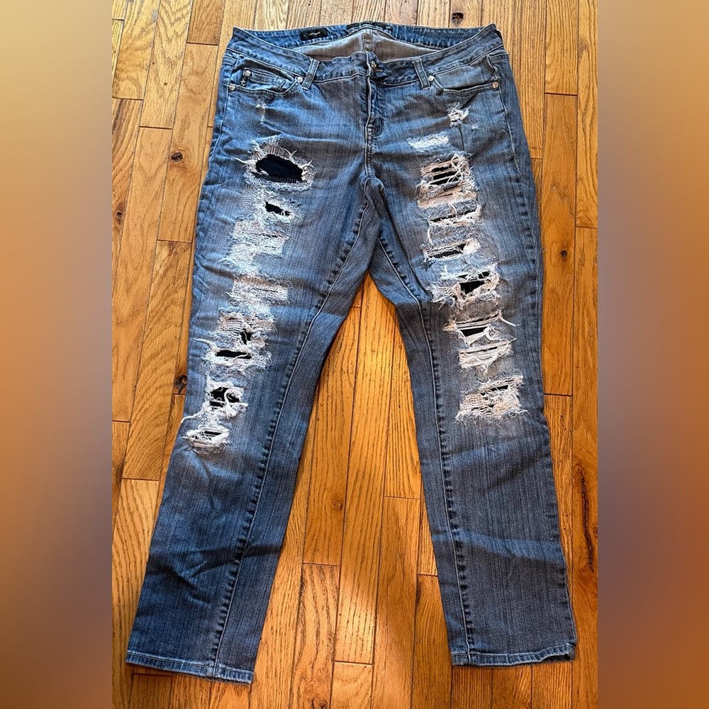 Torrid boyfriend style distressed jeans gently owned Size 16.